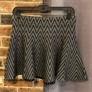 Chevron Gray/Black Flared Mini Skirt— Size Small